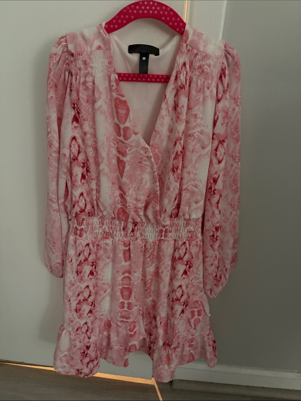 Kid’s Pink Snake-Print Long Sleeve Dress